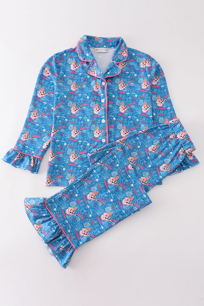 Blue music fan women pajamas set Sweet Pea Boutique 1