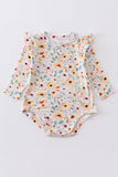 Mustard floral print bamboo girl bubble
