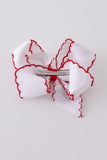 Santa embroidery hair bow