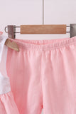 Pink cross jacquard embroidery shorts set