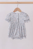 Floral bunny smocked bubble
