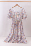 Purple floral lace women dress