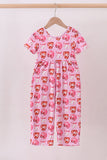 Pink bow baseball bamboo jumpsuit