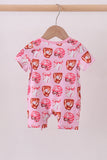 Pink bow baseball bamboo romper