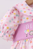 Purple birthday embroidery bloomer set