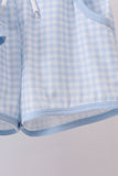 Blue brother smocked shorts set