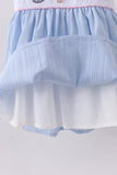 Blue sailboat embroidery jacquard shorts set