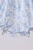 Navy bunny embroidery floral peter pan collar bubble