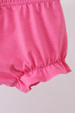 Pink character smocked ruffle bloomer set
