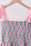 Pink floral smocked tiered dress