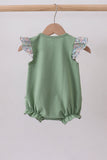 Sage bunny applique ruffle bubble