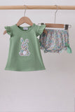 Sage bunny applique bloomer set