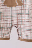 Brown bunny applique plaid romper