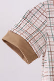 Brown bunny applique plaid romper