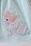 Blue floral bunny applique bloomer set