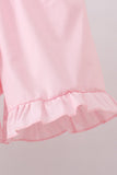 Green swiss dot cross sheep ruffle shorts set