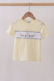 Yellow cross sheep embroidery top