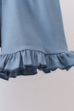 Blue plaid duck smocked ruffle shorts set