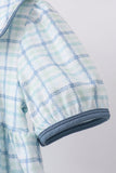Blue plaid duck smocked ruffle shorts set