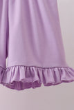 Pink octopus starfish embroidery plaid ruffle shorts set
