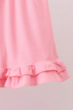 Pink stripe cross applique ruffle shorts set