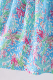 Mint island bloom ruffle dress