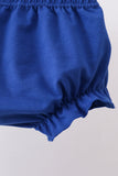 Blue floral print ruffle bloomer set