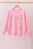 Pink hand-sewn bow mom&me sweatshirt