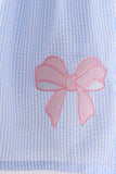 Blue seersucker bow smocked dress