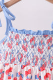 Blue cherry smocked ruffle shorts set