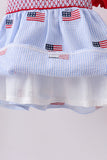 Blue flag embroidery seersucker bloomer set
