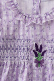 Lavender floral smocked ruffle bloomer set