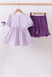 Lavender floral smocked ruffle shorts set