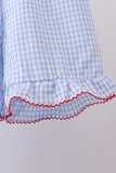 Blue flag smocked woven gingham ruffle shorts set