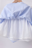 Blue flag smocked ruffle shorts set