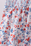 Blue floral smocked dress