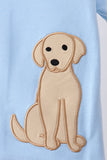 Blue puppy applique top
