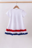 White bow sequin ruffle dress