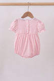 Pink flag embroidery gingham bubble