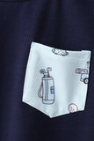 Navy golf print shorts set