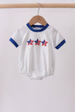 Navy bow applique stripe bubble