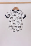 Navy dinosaur print bubble