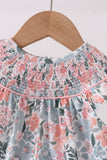 Pink Floral Smocked Bubble