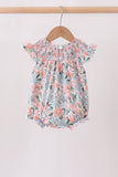 Pink Floral Smocked Bubble