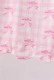 Pink bow print scalloped bloomer set