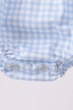 Blue Gingham Animal Embroidered Bubble