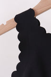 Black Scalloped Yoga Skorts Set