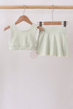 Green Scalloped Yoga Skorts Set