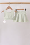 Green Scalloped Yoga Skorts Set
