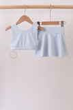 Blue Scalloped Yoga Skorts Set
